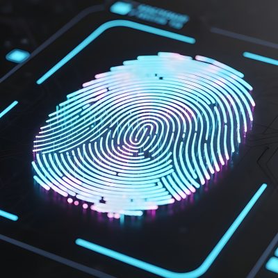 Digital fingerprint scan on smartphone screen