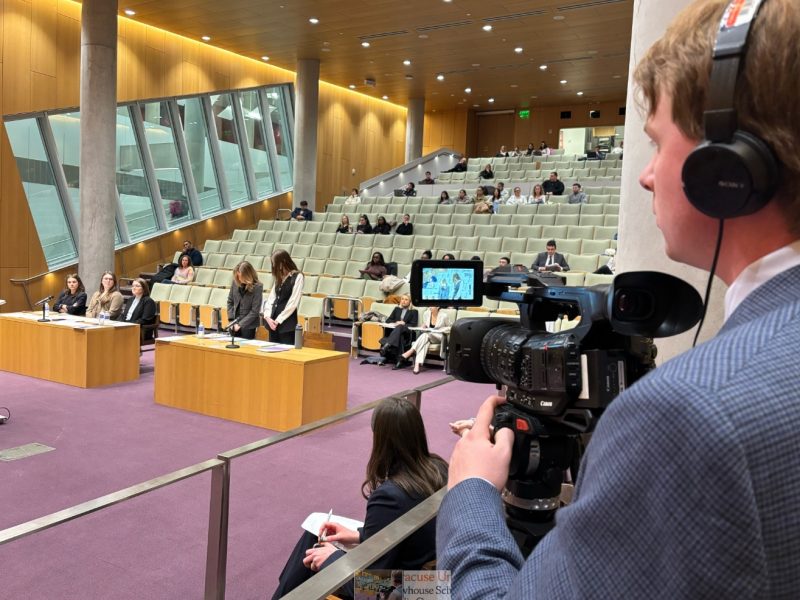 Student behind camera in courtroom