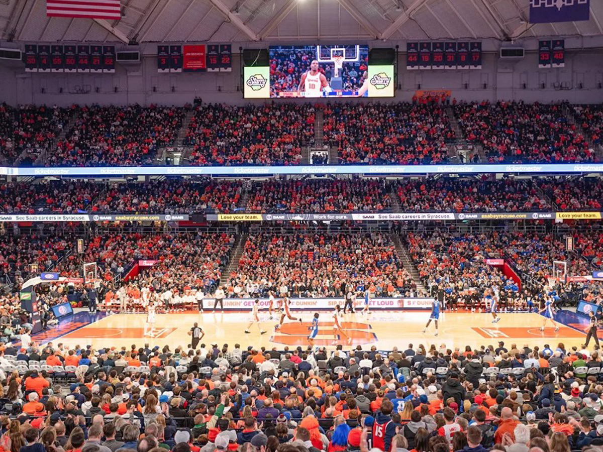 A packed crowd inside the JMA Wireless Dome.