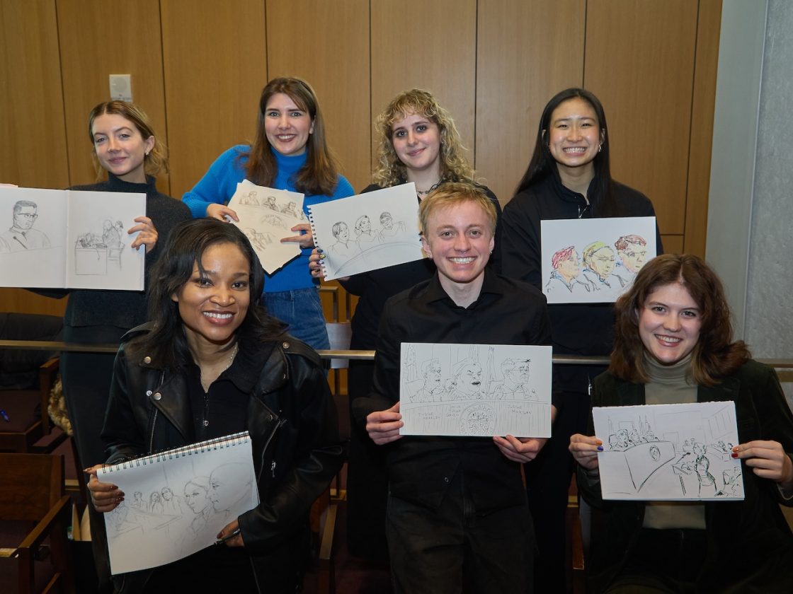 Students Serve as Courtroom Sketch Artists for US Air Force Trial at Law School 