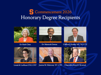 Syracuse University to Award 6 Honorary Degrees at 2026 Commencement