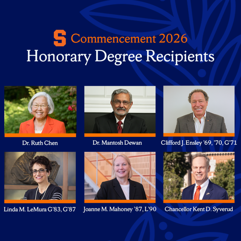 Syracuse University to Award 6 Honorary Degrees at 2026 Commencement
