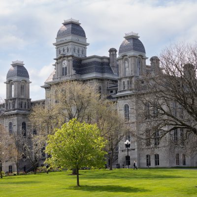 The exterior of the Hall of Languages on a sunny day.