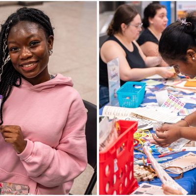 During a recent “Take a Break at Bird” session, students made arts and crafts, played board games and met new friends. These drop-in gatherings occur every Wednesday during the academic year. (Photo courtesy of Syracuse University Libraries on Facebook)