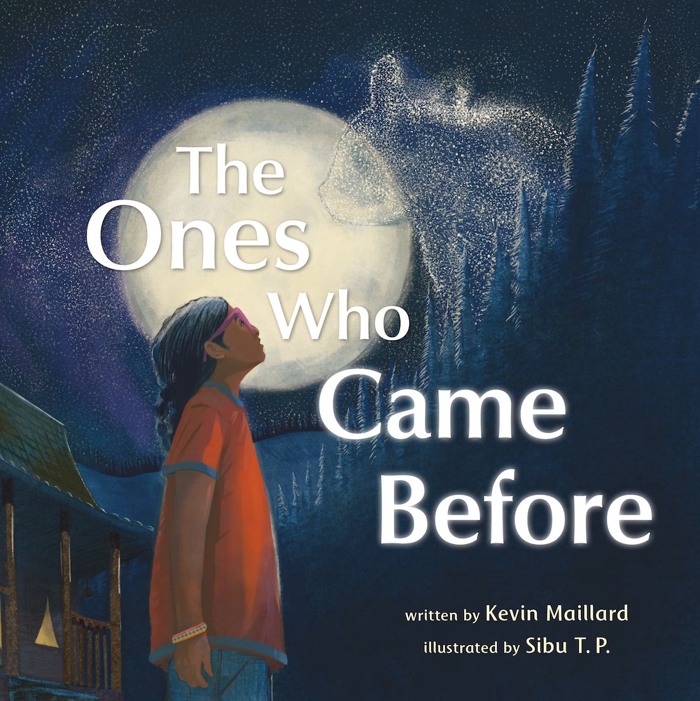 Book cover showing a child looking up at a moonlit night sky, with a bear-shaped constellation above a forest.